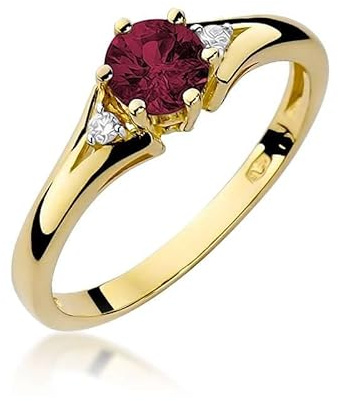 Lumari Gold - Verlobungsring Damen Ring Gold 585 Echtgold 14k Gold mit natürlichem Diamanten Damen Solitär Versprechen Ring Rubin Edelstein - Ringe Frauen - Gelbgold