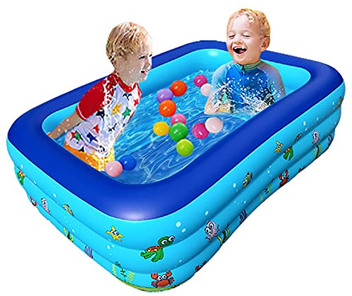 TONGQU Inflatable Swimming Pools, Full-Sized Family Blow up Pool for Kids Adults, Lounge Inflatable Pool for Garden Backyard Indoor & Outdoor,Blue,1.5m