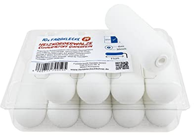 10x Farbklecks24 Schaumstoff Superfein Heizkörperwalze, 11 cm (beidseitig abgerundet)