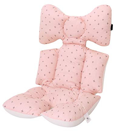 Baby Seat Pad Liner for Stroller–Soft and Breathable，3D Air Mesh Cotton Universal Baby Stroller Cushion (Pink Cross)