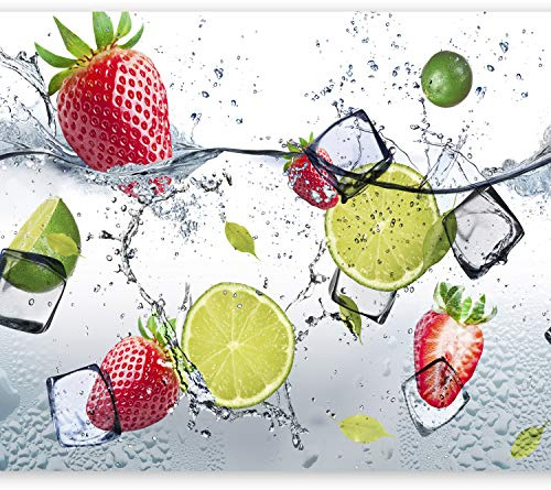 murando - Fototapete Vlies Limone Erdbeere Wasser, 350x256 cm, Schlafzimmer | Full HD Druck, 3D-Effekt, lichtbeständige Farben, ideal fürs Wohn- oder Schlafzimmer, schnelle Montage, lichtbeständig, edel