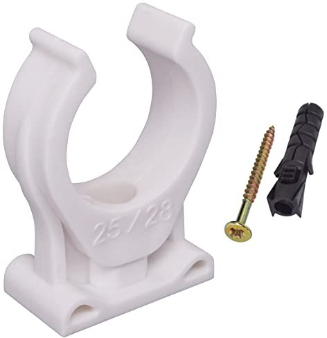 SKIR'CO Lot de 20 colliers de serrage en plastique pour tuyaux de 25 à 28 mm, colliers de serrage de type U, supports de tuyau, clips blancs