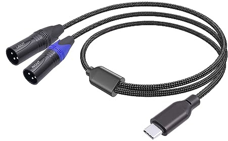 SZLliyxs Cable de audio USB C a XLR doble, adaptador convertidor de cable estéreo de salida USB tipo C a XLR macho de 10 pies para amplificador, altavoz, consola mezcladora, etc