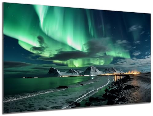 DARO Design - Wand-Bild auf 6mm HDF 40x30 cm Aurora Borealis Polarlicht - Wand-Deko Bilder Geschenk