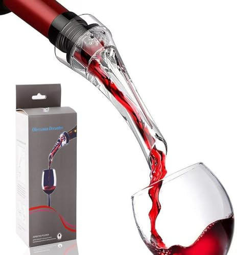 MOANATURA Décanteur Aérateur à Vin Anti-goutte Distributeur Oxygénateur à Vin Accessoire de Cuisine et Vinothèque pour Servir les Vins avec Bouteille. Scanceur de Cidre Manuel. (Transparent)