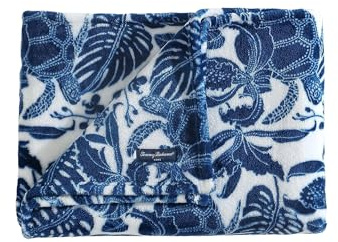 Tommy Bahama - Manta de Felpa, Ropa de Cama de Forro Polar, decoración Tropical del hogar para Cama o sofá (Azul Turtle Bay, 50 x 70 Pulgadas)