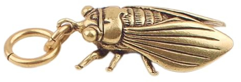 Porte-clés cigale porte-bonheur en laiton sculpté à la main, pendentif statue d'insecte, chose porte-bonheur 01