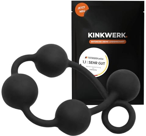 KINKWERK Analkugelkette aus 4 Kugeln | Premium Silikon | Anfängerfreundlich | Benutzerfreundlicher Rückholring | Flexibel für Längere Sessions (M)