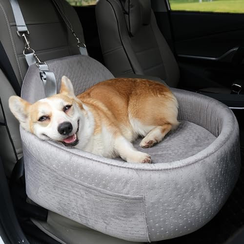 RUYICZB Erhöhter Hundesitz Auto, Haustier Autositzerhöhung Für Kleine Hunde, Hunde Autositz, Hundeautositz Für Hunde Bis 13 Kg, Hundebett Auto Inklusive Stabil Sicherheitsgurt
