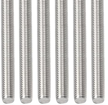 DTGN M8x1.25x130mm(DxPxL) Gewindestange - 6er Pack - Gut für Maschinen - Gewindestange aus 304 Edelstahl mit Rechtsgewinde - Silber