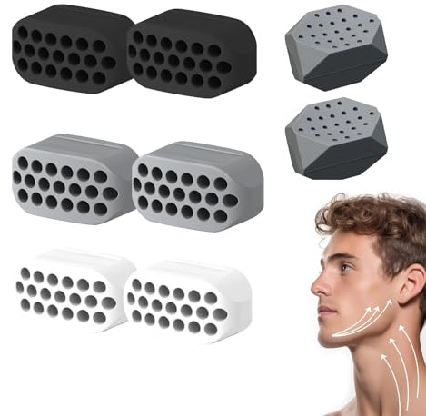 SSKHE 8 Stück Jawline Trainer, Kiefertrainer, Gesichtsmuskeln Trainingsgerät, Fitnessball für Gesichtsmuskeln, Jawline Trainingsgerät für Herren Damen (Schwarz, Weiß, Grau)