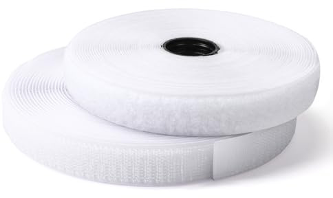 FOGAWA Sew On Hook and Loop Tape 10m x 20mm Hook and Loop Strip Tape Nylon Fabric Fastener Sewing Fastening Tape Non-Adhesive Interlocking Tapes White for Clothes Crafting Fixing Cushions