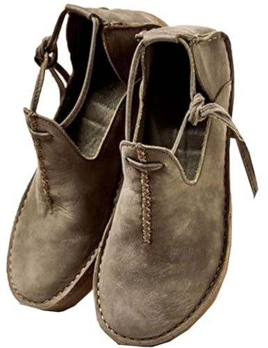 ORANDESIGNE Scarpe Medievali da Donna Scarpe per Tempo Libero Scarpe retrò Piatto Jazz Stivali di Modo per Le Donne Cosplay Festival Larp Scarpe per Cosplay A Grigio 39 EU