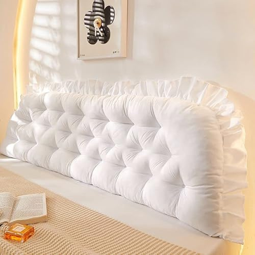 Große Nackenrolle mit Befestigungsbändern, Positionierungsstütze, Bettruhe, langes Lesekissen mit abnehmbarem Bezug, Rückenlehnenkissen für Bett, Couch, Sofa, Tagesbett, Schlafsaal, Erwachsene (50 x