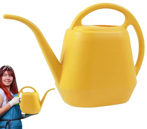 Annaffiatoio con beccuccio lungo, annaffiatoio di grande capacità da 4 litri, annaffiatoio in plastica con beccuccio lungo, irrigatore d'acqua, vaso per annaffiare piante da interno ed esterno, giallo