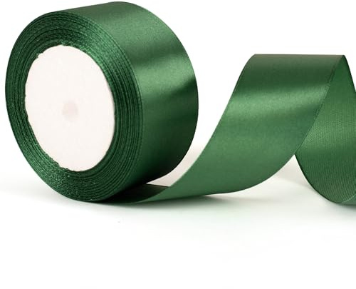 22 m x 40 mm de large ruban vert foncé épais, ruban de Noël vert épais pour emballage cadeau, ruban de satin vert de 1,5 pouce pour emballage de Noël, présent, gâteau, sapin de Noël, arc pour cheveux