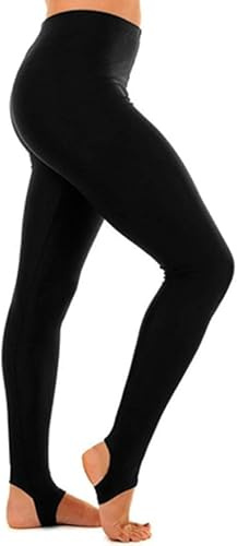 ANZEE Girls Stirrup Leggings - Kids Children Black Shiny Stretchy Tights for School Dance Ballet, Gymnastics Workout Pants Age 3-13 (UK, Age, 11 Years, 12 Years, Black)
