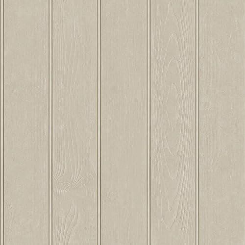 Beaded Wood Panel Beige Wallpaper - Modern Realistic Contemporary Trendy - Stylish Feature Wall