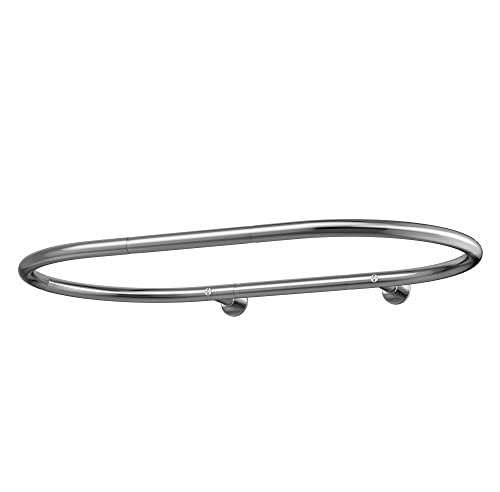 Ovale Duschvorhangstange, 110 x 64,8 cm, Reifenform, Aluminiumlegierung, Badezimmer-Duschvorhangstange für Klauenfuß und freistehende Wannen (Silber)