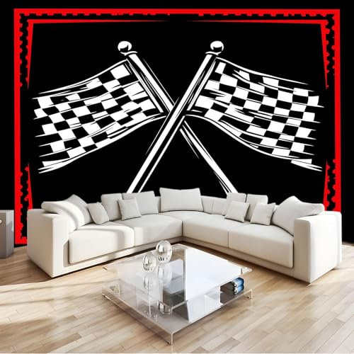 Wall Mural Photo Black and White Checkered Pattern Wallpaper Bedroom Decoration Poster Wall Covering 98.4 x 68.8 Non-Woven Premium Art Print Fleece Wall Mural Black and White