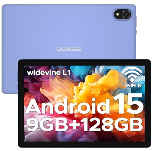 DOOGEE U10 Tablet Andriod 15, Tablet 10 Pulgadas, 16GB RAM+128GB ROM/2TB Andriod Tablets PC, WiFi 6 Tableta para niños, 5060mAh, Tableta Niños Face ID, OTG, Bluetooth 5.0, 8MP+5MP, Morado