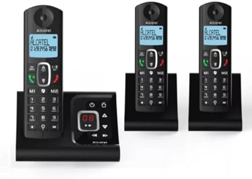 Alcatel Téléphone Fixe sans Fil avec Répondeur Trio, F685, Noir