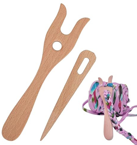 Strickgabel aus Holz - Flechtwerkzeug, dekoratives Nadelset | DIYy Bastelset Häkelnadeln, vielseitige Lucet Werkzeuge mit großen Öhrnadeln für handgefertigte Projekte, Garnzöpfe, kreative Designs