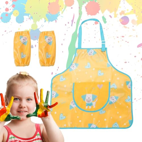 Zasdvn Kinder Malschürzen, Verstellbare Lätzchenschürze Mit Taschen, Kreativkittel Für Mädchen Jugendliche Und Familie Zum Backen Kochen