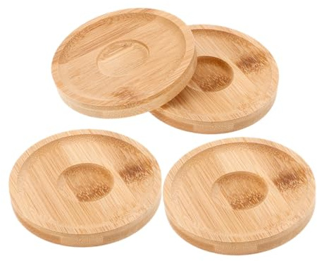 Mobestech Set de 4 Posavasos de Rodajas de Madera Diseño Giratorio Innovador para Vaso de Whisky, Base Estable y Material de Bambú Adecuado para Reuniones Sociales y Fiestas en Casa