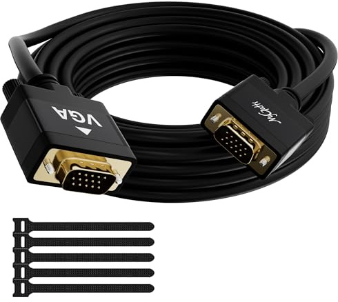 Mygatti VGA Kabel 7.5m,D-Sub 15-polig vergoldete Stecker auf Stecker,Aluminiumgehäuse,30AWG Monitorkabel,Full HD 1080P SVGA Bildschirmkabel für Monitor,TV,Beamer-Schwarz,mit 5 Kabelbindern