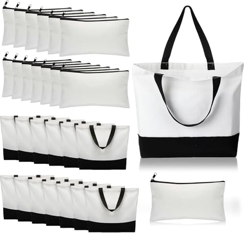 28 Stück Baumwolltaschen & Kosmetiktaschen – Jutebeutel/Stoffbeutel, Einkaufsbeutel und Stofftaschen, zum Bemalen & Bedrucken – ideale Apothekertaschen für DIY, Stickerei, Hochzeit & Weihnachten