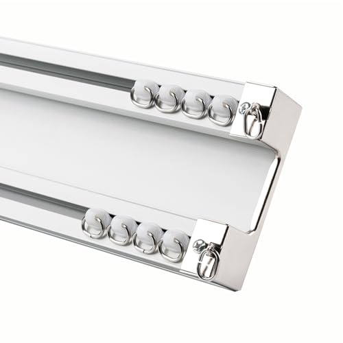 Binario per tenda da soffitto resistente, 1 m 6 m, doppio binario in alluminio per divisorio, regolabile 2,8 m (2 x 1,4 m) sistema di tende a soffitto