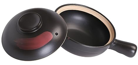 Luxshiny Casserole Terre Cuite Traditionnelle Avec Poignée Unique Pot Mijoteuse Pour Cuisine Domestique Au Gaz Cuisson Uniforme Et Économie Énergie Pour Soupes Riz Et Ragoûts Petit Format
