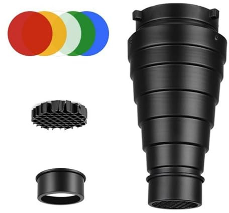 LIUZIKUN Modificador de luz para fotografía, Juego cónico de Aluminio para Estudio y Uso en Exteriores para Montura