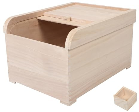 MAGICLULU 15kg Solid Wood Rice Bucket Large Capacity Kitchen Storage Container for Cereal Airtight Food Dispenser Grain Storage Box for Home Use