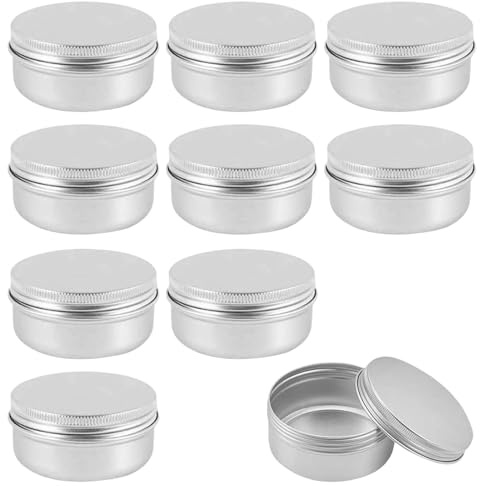 10 PCS 50ml Aluminum Tin Jars Balm Containers Travel Jars with Screw Cap Lid for DIY Crafts Cosmetics Salve Cream Candle Lip Balm