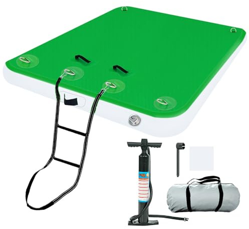 Generisch Inflatable Floating Dock, Swimming Air Dock Platform, Floating Island Raft with Rope Ladder, Non-Slip Water Floating Dock Mat with Air Pump for Pool, Beach, Sea, Lakes, Adults