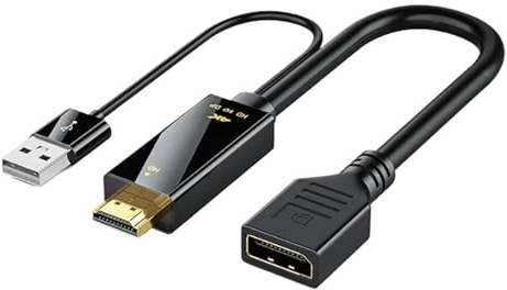 Adaptador HDMI A DisplayPort 4K A 60 Hz HD, Cable De Audio USB A DP Macho A Hembra, Compatible Con Xbox, Portátil, Computadora Escritorio, Monitor Juegos, PS5(17CM)