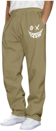 Pantaloni Tuta Uomo Stampa in Pile Pantaloni Sportivi Lunghi Invernali Pantalone Larghi da Lavoro in Cotone Palestra Pants Jogging Running Elasticizzati Felpati Trousers Autunnali Casual con Tasche