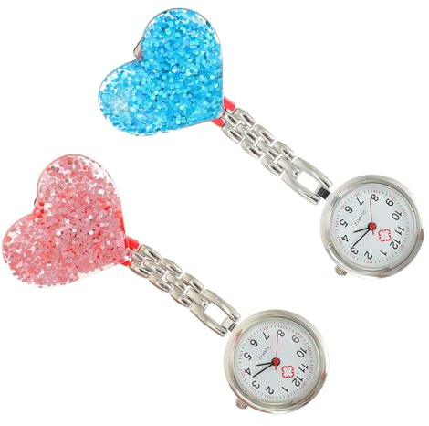 ifundom Herzförmige Hängende Krankenschwester Taschenuhr mit Glas | Legierung, Dekoratives Design mit Zeitanzeige, für Pflegekräfte und Krankenschwestern, 2 Stück