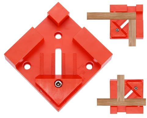 HARFINGTON 90 Degree Corner Clamp Set 1 Inch Quick Positioning Square Adjustable Right Angle Spring Clamp Woodworking Carpenter Clamping Tool for Picture Frame Box Cabinet Drawer, Red
