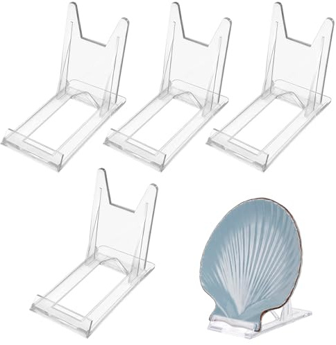 Tellerständer, 4 Stück Acryl Tellerhalter, Verstellbare Teller Ständer | Organisierte Präsentation in Büro und Einzelhandel,für Sammlerstücke und HOME