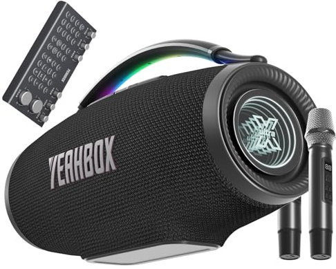 YEAHBOX Sonic Boom Ultra K Karaoke Bluetooth Lautsprecher,320W RMS, Schwarz | 3-Wege-5-Treiber-System, HDMI ARC, LED-Lichteffekte und TWS für kraftvollen Klang und vielseitige Party-Unterhaltung.