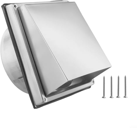 Posheliox Grille d'aération murale carrée en acier inoxydable anti-oiseaux pour salle de bain, cuisine, hotte aspirante argentée (150 mm)