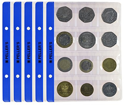PELLER'S Münzhüllen für Münzalbum 12 Felder 35mm x 35mm für Münzen bis Ø 28mm 10er Packung geeignet für Münzalbum S Münzbuch für Samm münzen sortierer münzfolien münzen sammeln aufbewahrung für münzen