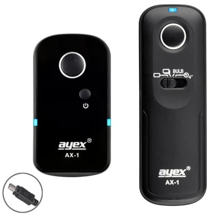 ayex Funk-Fernauslöser AX-1 Kompatibel mit Nikon DC2 zB Z7 Z6 D7500 D7100 D750 D610 D90 D5600 D3300 Mit vielen Funktionen wie Serienauslösen Bulb