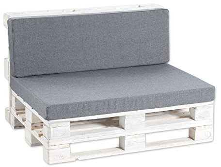 Gutekissen® Palettenkissen, Gartensofakissen, gefüllt mit Pulirethangranulateinlage, viele Farben und Größen Set (Sitzkissen 120x80 + Rückenlehne 120x40, Anthrazit)