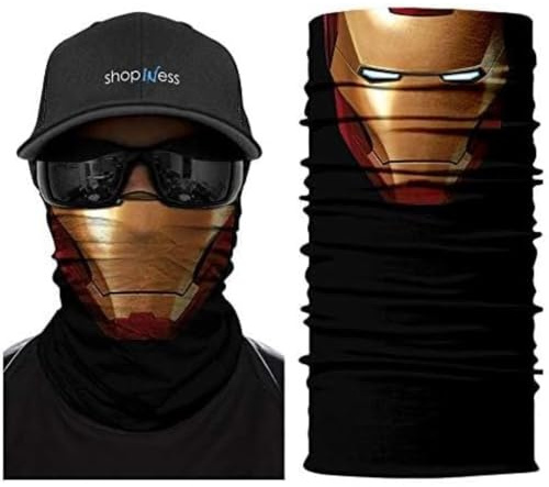 ShopINess Unisex Schlauchschal Halswärmer Neckwarmer Multifunktions schlauchtuch für Motorrad Bikes Sport Festival Halloween Karneval - IronM Style