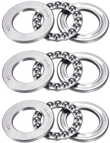 sourcing map 3 Stück 51105 Axialkugellager 25 mm x 42 mm x 11 mm Chromstahl Einweg Rollrichtung