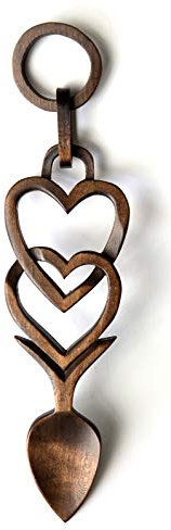 Intertwined Hearts of Love Spoons - Hand Carved Welsh Lovespoon